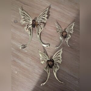 Vintage Home Interiors Gold Butterfly Wall Decor Set Of 3 BRAND NEW